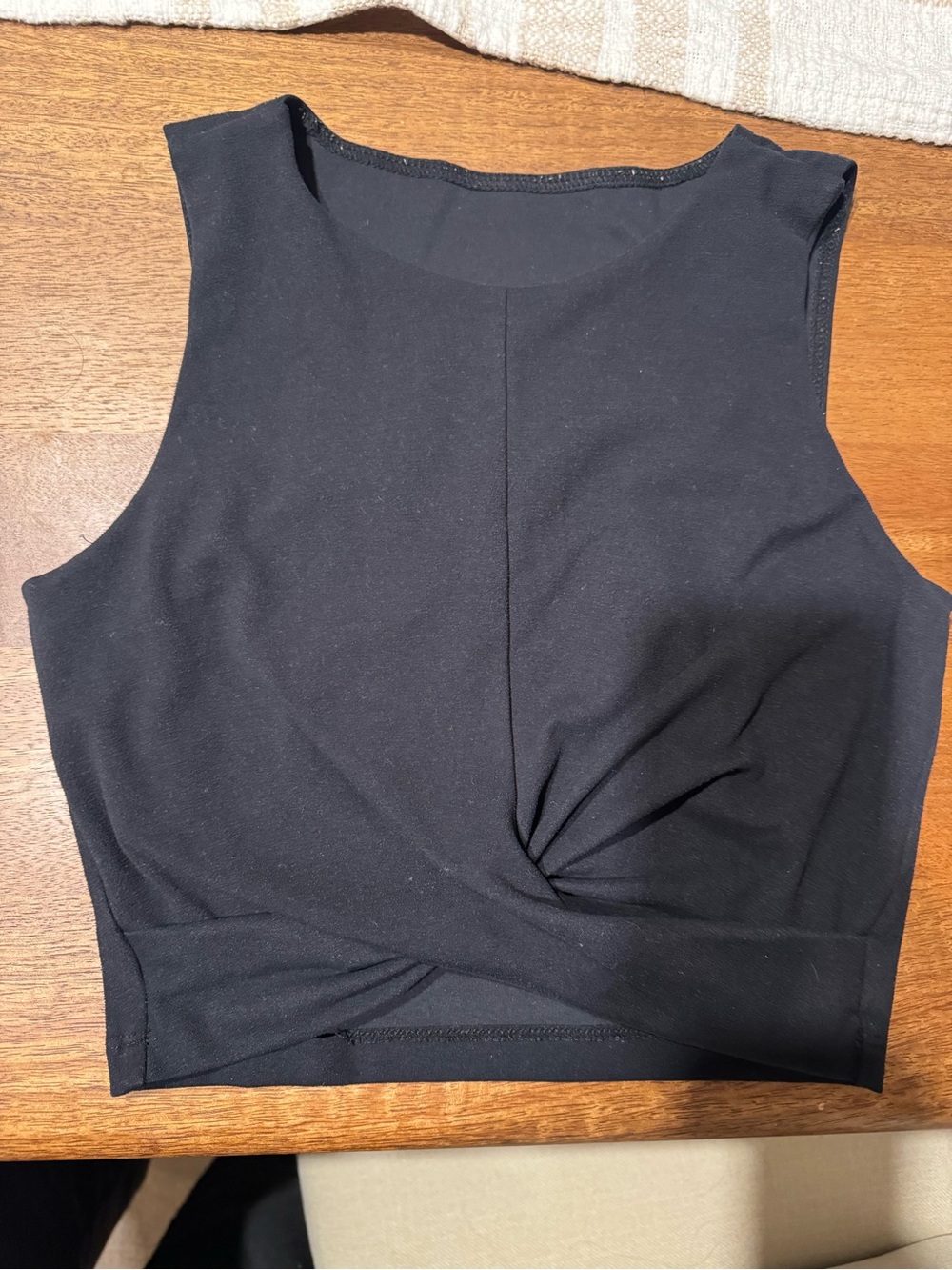 Joah Brown Black Twist-Front Crop Top